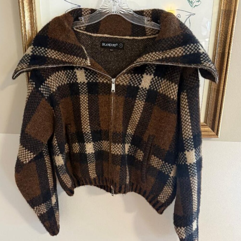 Blank NYC Plaid Cardigan size S